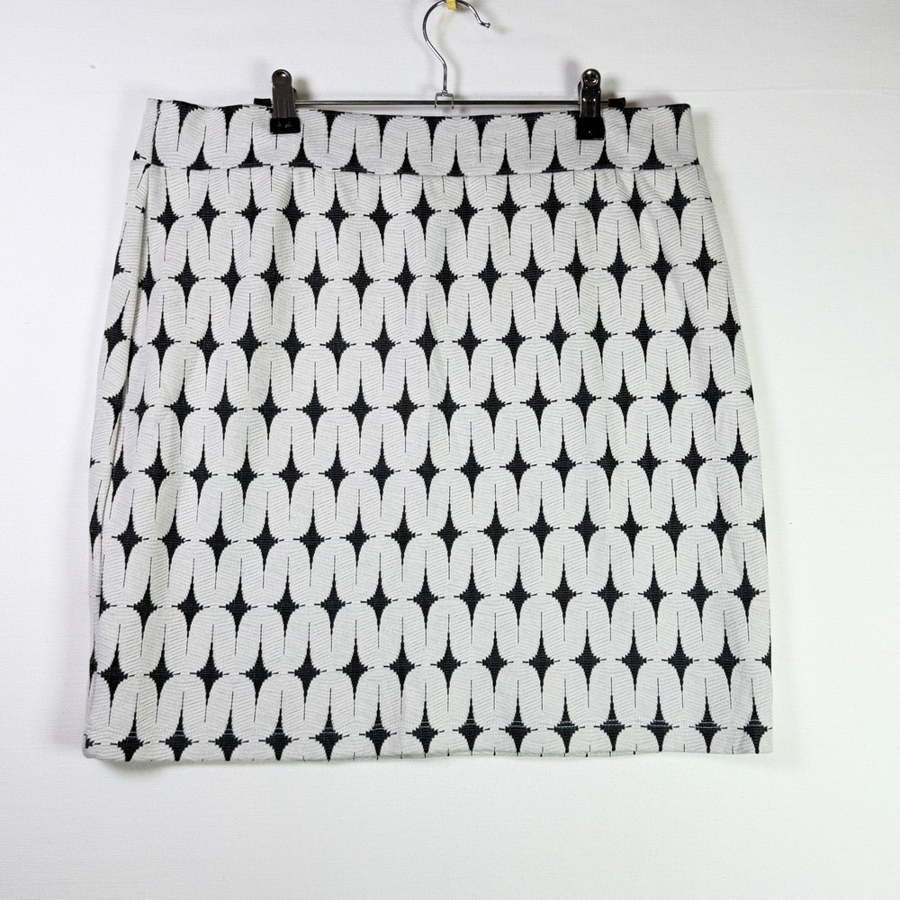 RENEE C Black White Geometric Diamond Knit Mini Skirt XL P